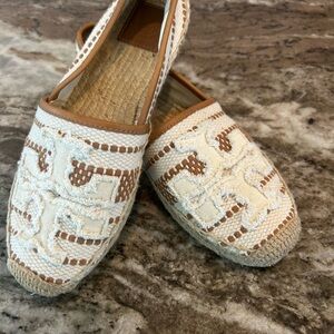Tory Burch Cream and Tan Espadrilles